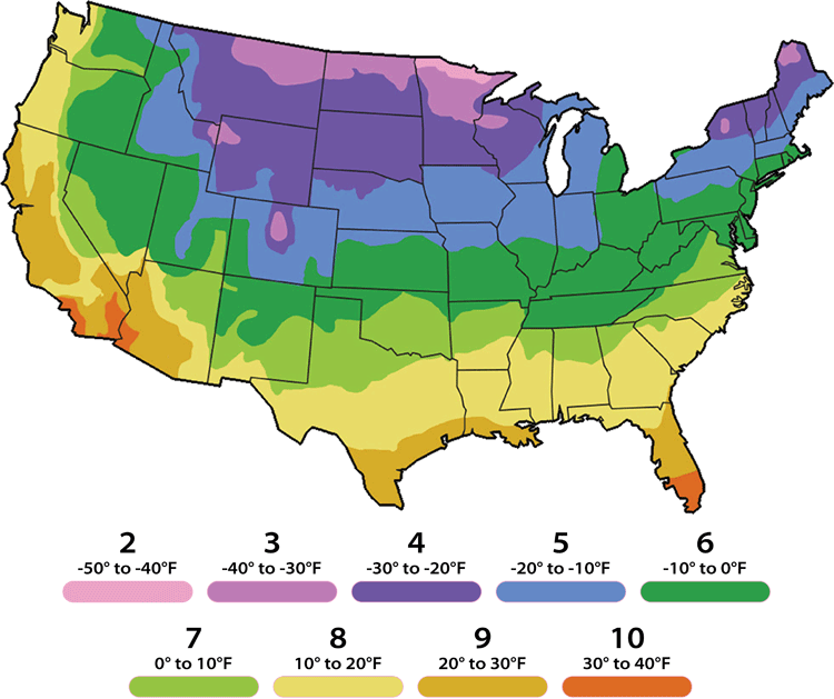 USDA Plant Hardiness Map